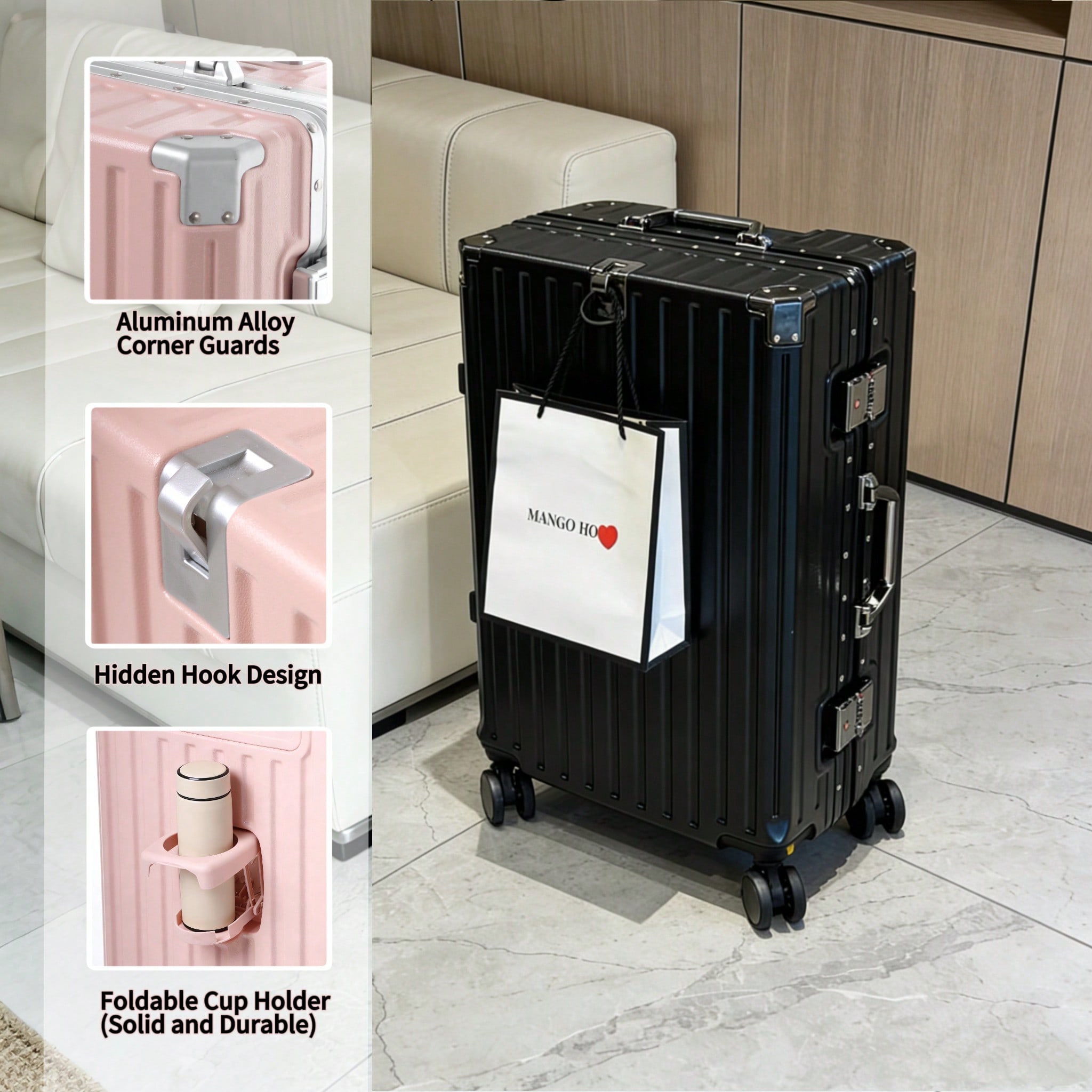 Aluminum Frame Carry On Luggage - Valise cabine 20 pouces approuvée par