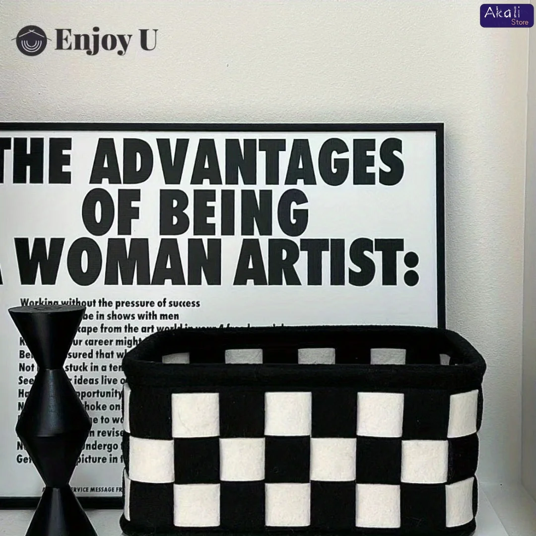 Cosmetic Bags - Panier de rangement à carreaux noir